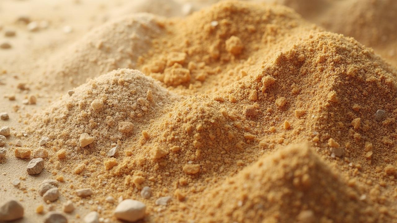 Gros plan sur une accumulation de sable doré et grains de sable