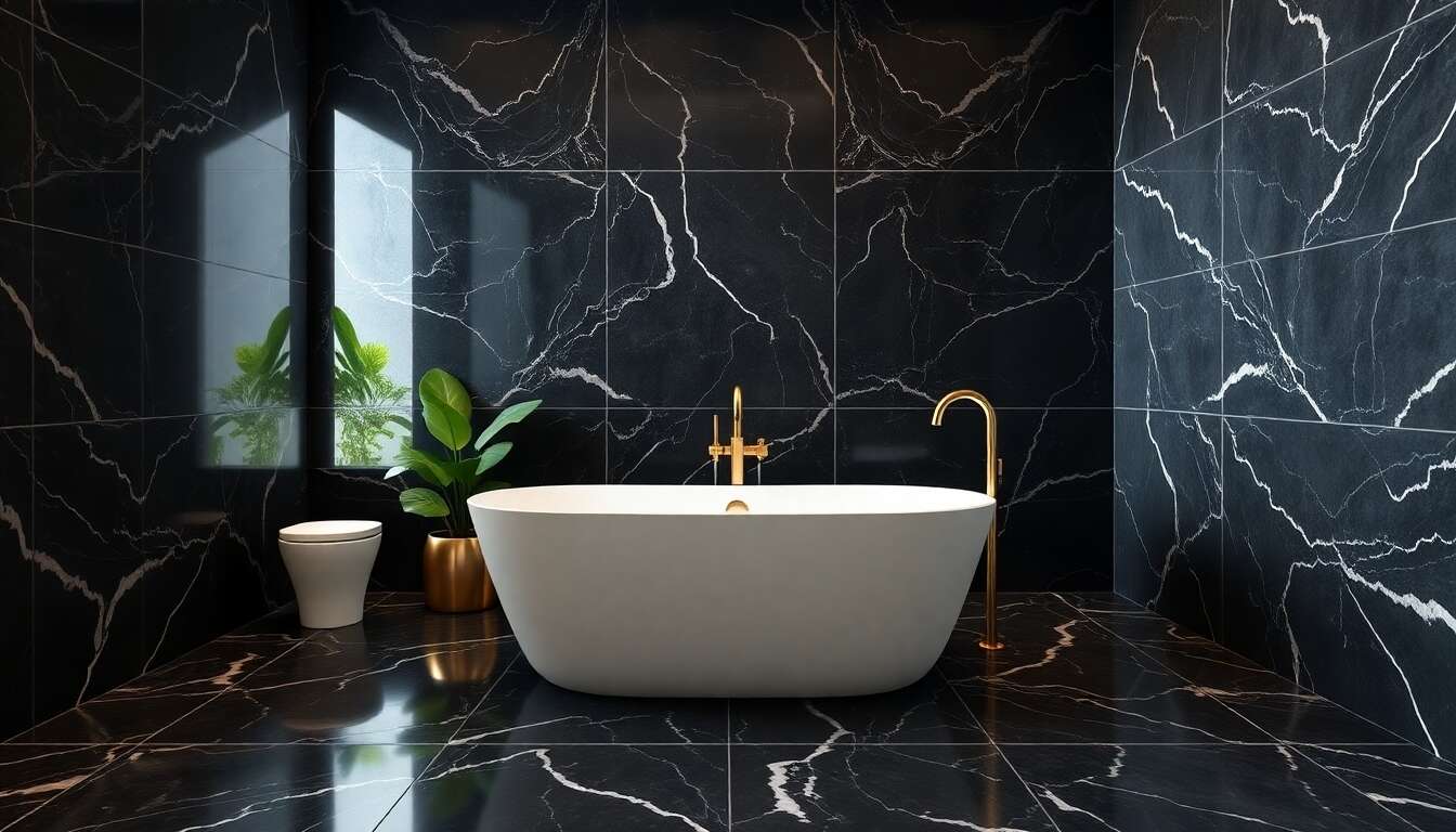 Le luxe intemporel du marbre foncé Le luxe intemporel du marbre foncé
