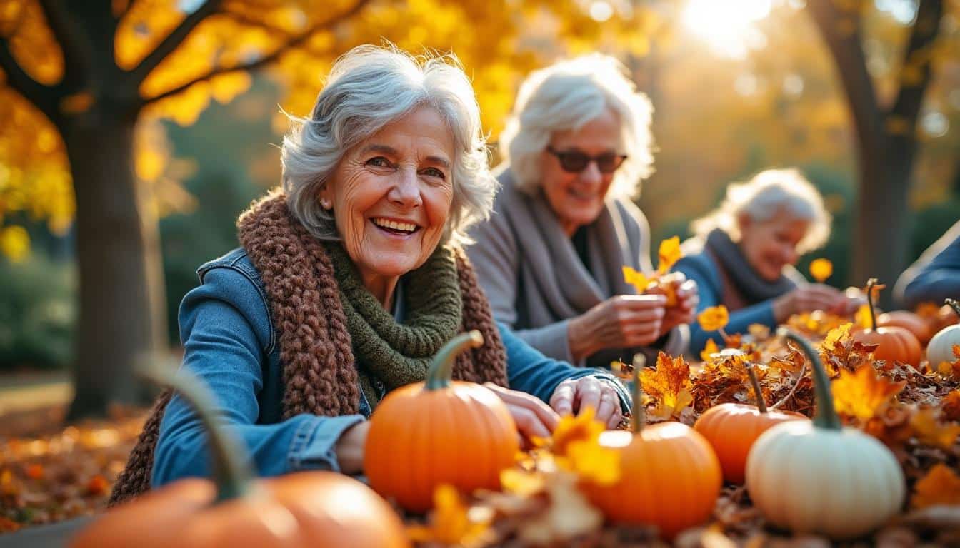 participez au club d'art du jardinage chez brethren care et découvrez comment les résidents créent ensemble des décorations automnales colorées pour égayer la saison et partager des moments joyeux.
