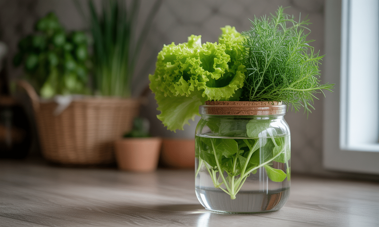 découvrez comment récolter facilement des salades et aromates en abondance grâce à une méthode simple avec un bocal d’eau, idéale pour les jardiniers novices.