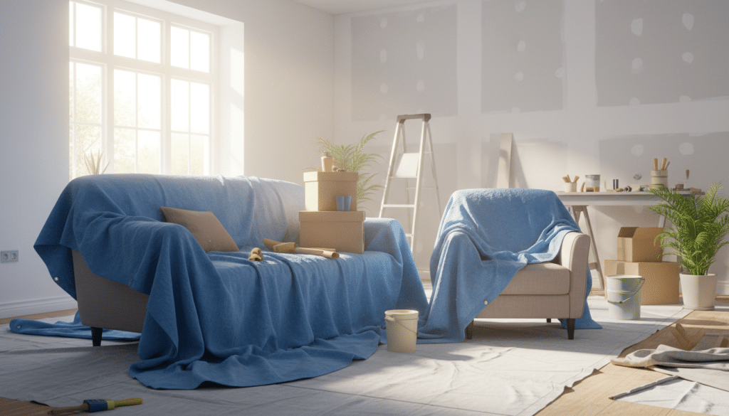 découvrez cette bâche à moins d'1 € chez leroy merlin, l'accessoire idéal pour protéger efficacement vos meubles pendant vos travaux.