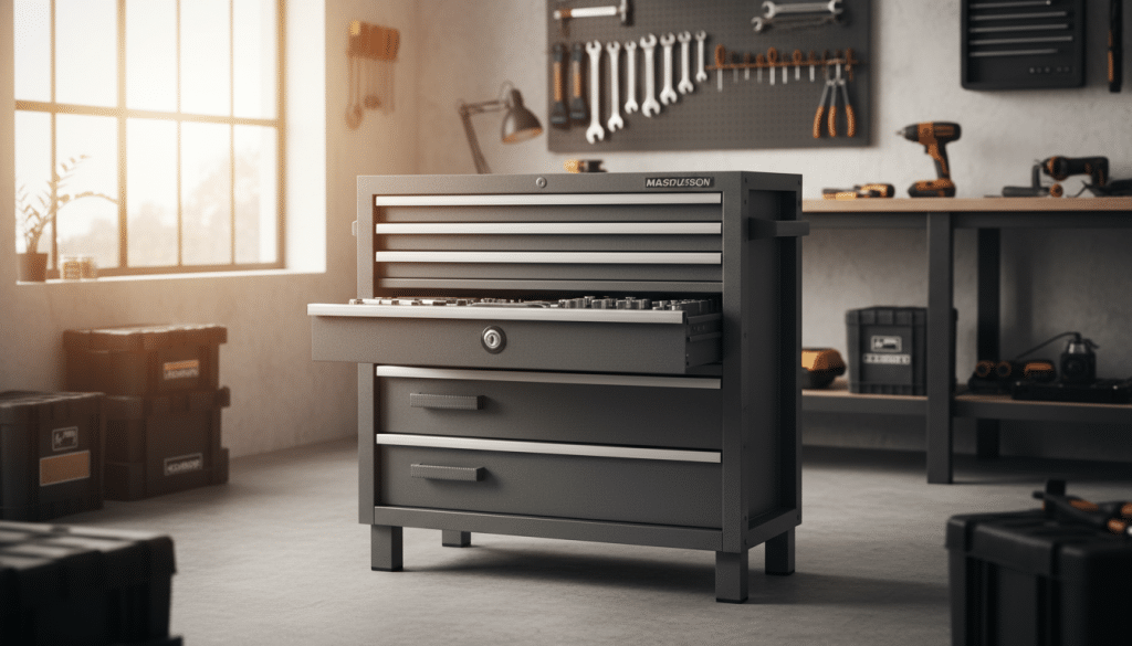 découvrez la servante 5 tiroirs magnusson chez castorama : un meuble robuste, verrouillable et économique, idéal pour organiser et sécuriser votre atelier avec efficacité.