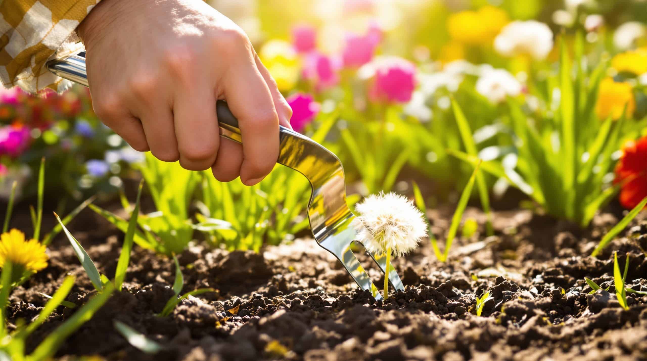 outil manuel de désherbage en acier inoxydable, doté de 2 griffes pour éliminer efficacement les pissenlits et mauvaises herbes dans votre jardin. durable et facile à utiliser pour un entretien optimal.