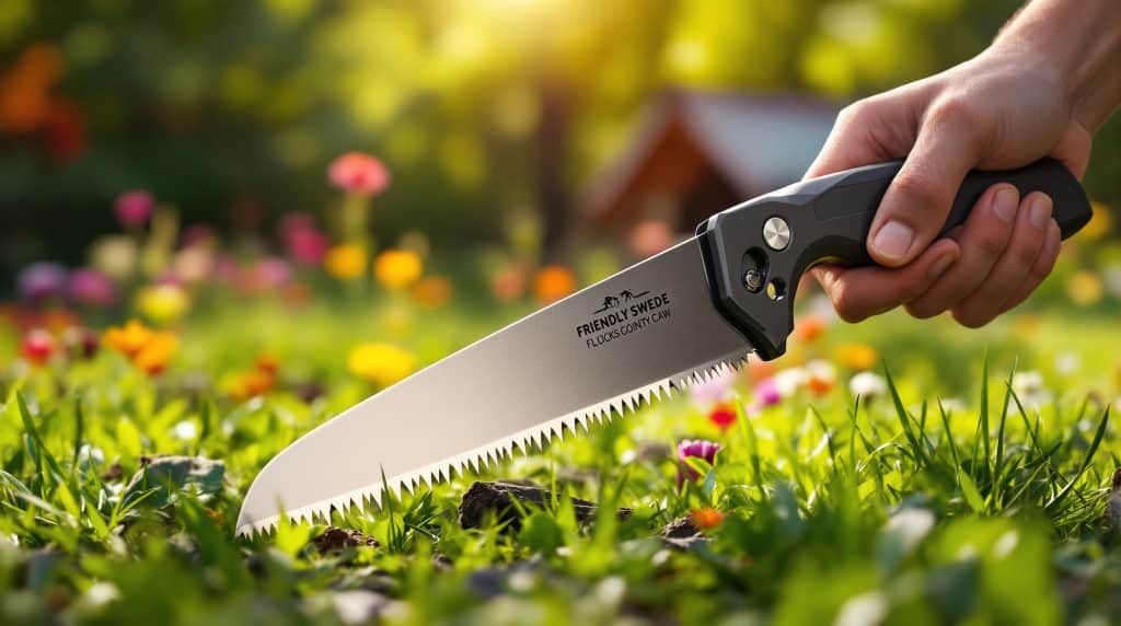 découvrez la scie pliable friendly swede 8 pouces, idéale pour le camping et le jardinage. dotée d'une lame sécurisée avec verrou de sûreté et d'une paracorde incluse, elle allie praticité et sécurité. couleur noire élégante.