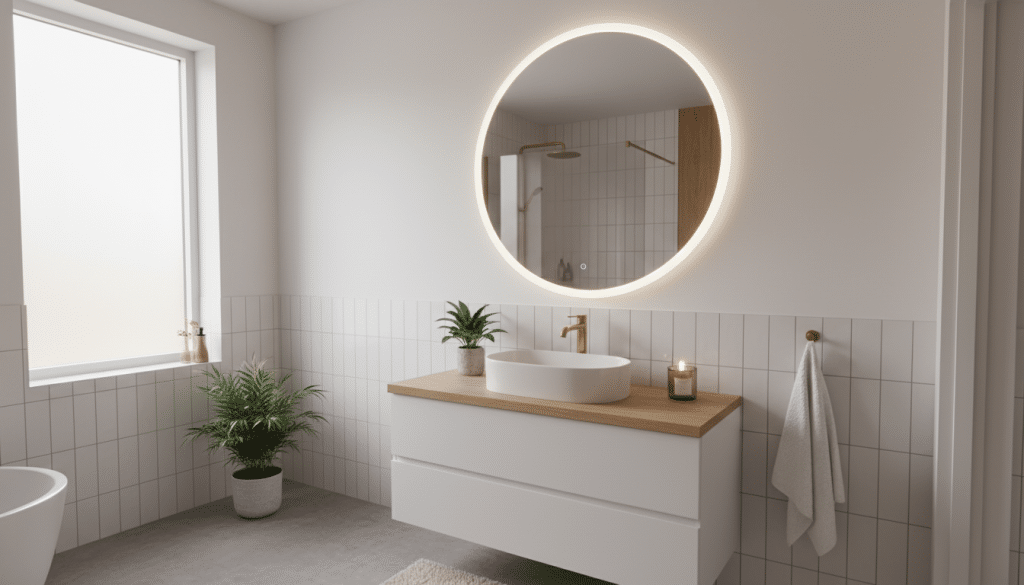 profitez des soldes castorama avec un miroir led xxl à moins de 160€, idéal pour illuminer et moderniser votre salle de bains.