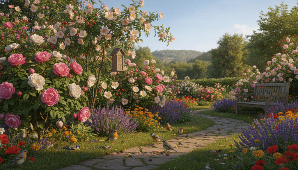 découvrez ces deux rosiers qui attirent irrésistiblement les oiseaux et de nombreux autres visiteurs dans votre jardin, pour une ambiance naturelle et animée.