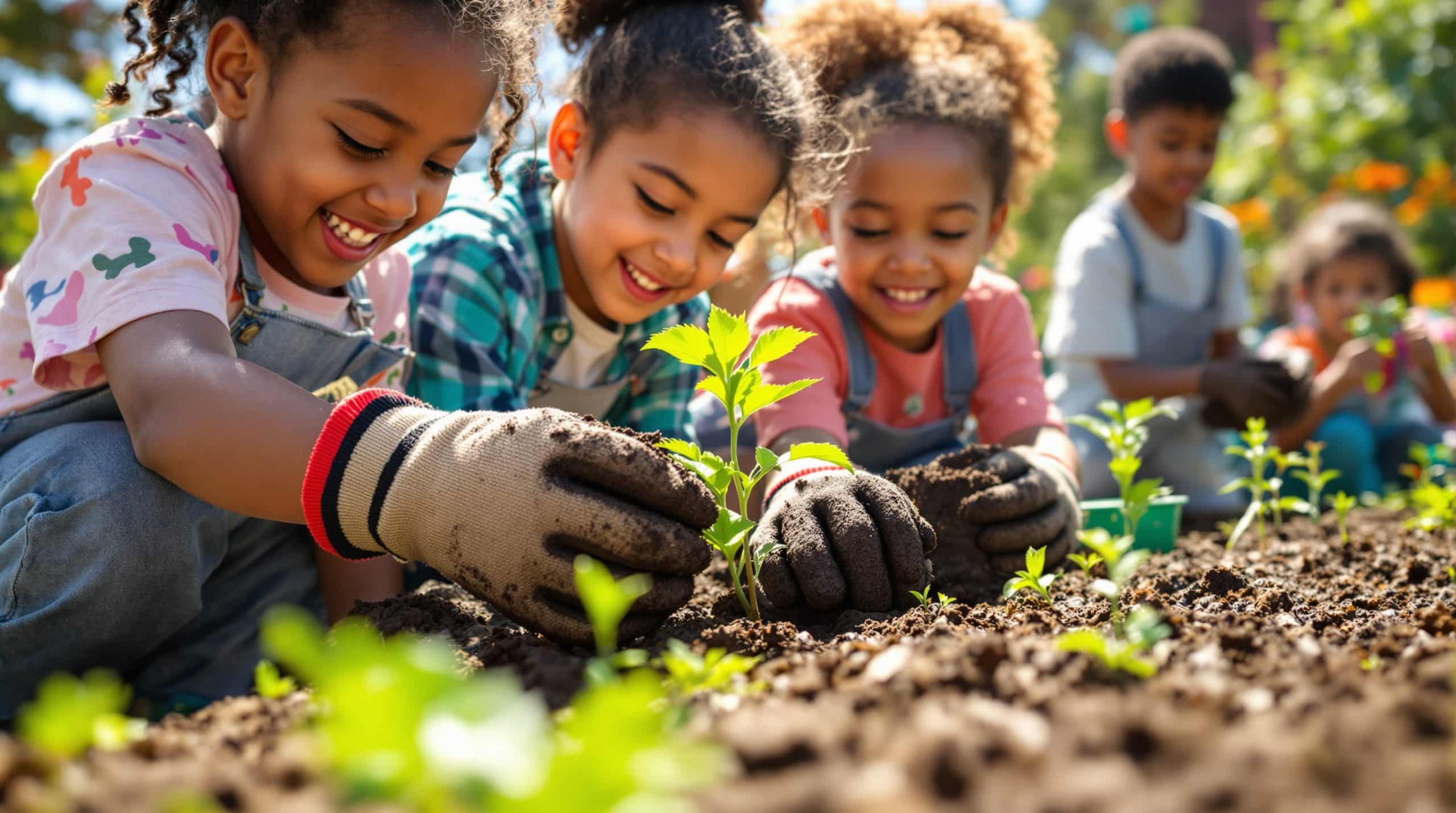 les élèves de l'école primaire d'union city découvrent la nature de manière ludique grâce à l'activité 'jardinage dans un gant', qui allie apprentissage et plaisir en cultivant des plantes facilement.