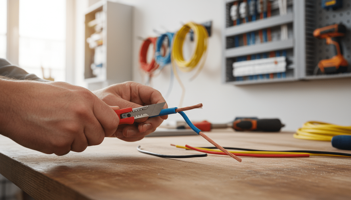 découvrez comment un simple cutter à moins de 6 € a transformé mes chantiers en facilitant le dénudage des fils, pour un travail rapide et efficace.