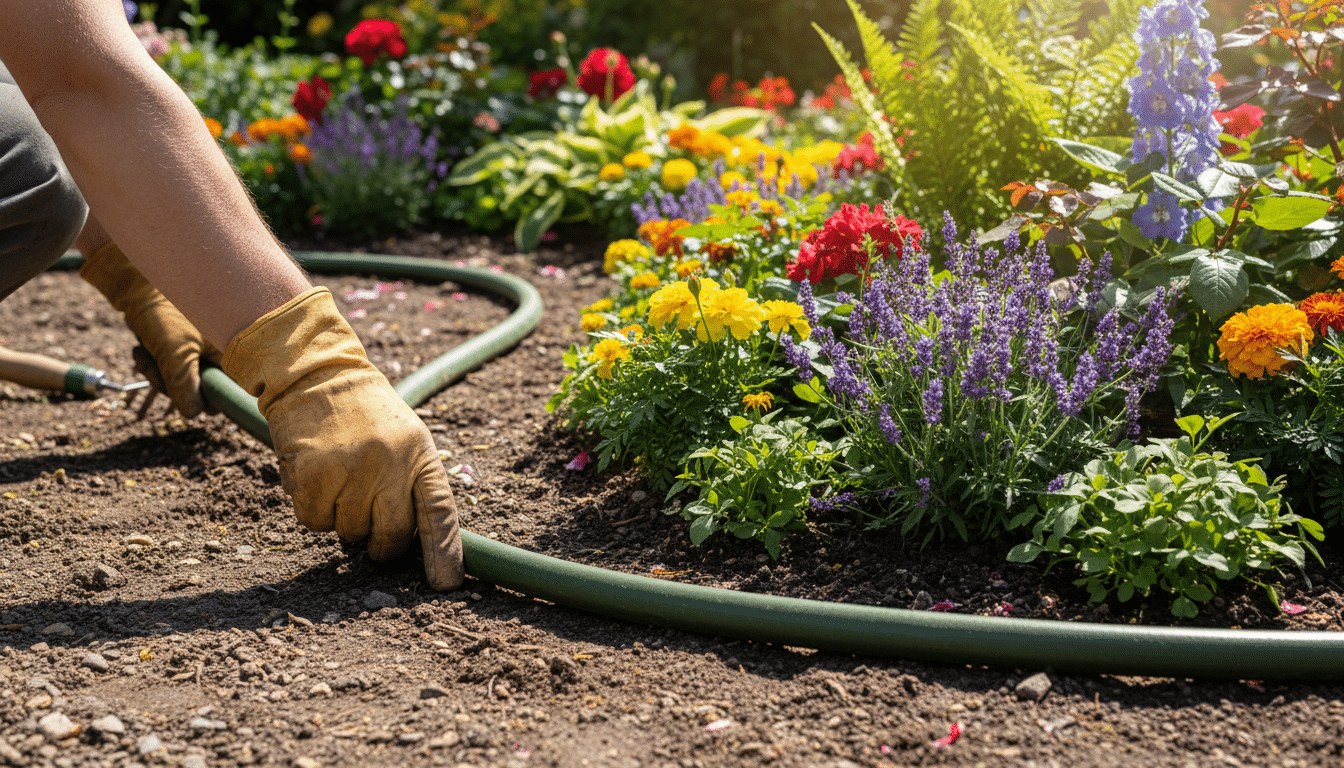 découvrez comment un simple geste de paysagiste peut transformer un tuyau ordinaire en un outil essentiel pour créer des massifs floraux magnifiques et harmonieux dans votre jardin.