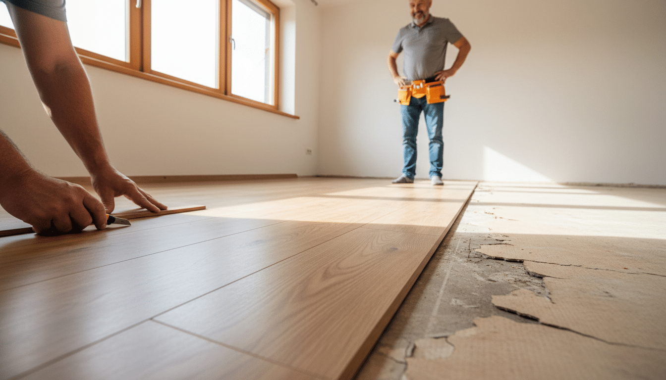 découvrez mon expérience d'installation d'un stratifié castorama sur un vieux lino fissuré et comment le résultat a impressionné mon beau-père, un expert en bricolage !