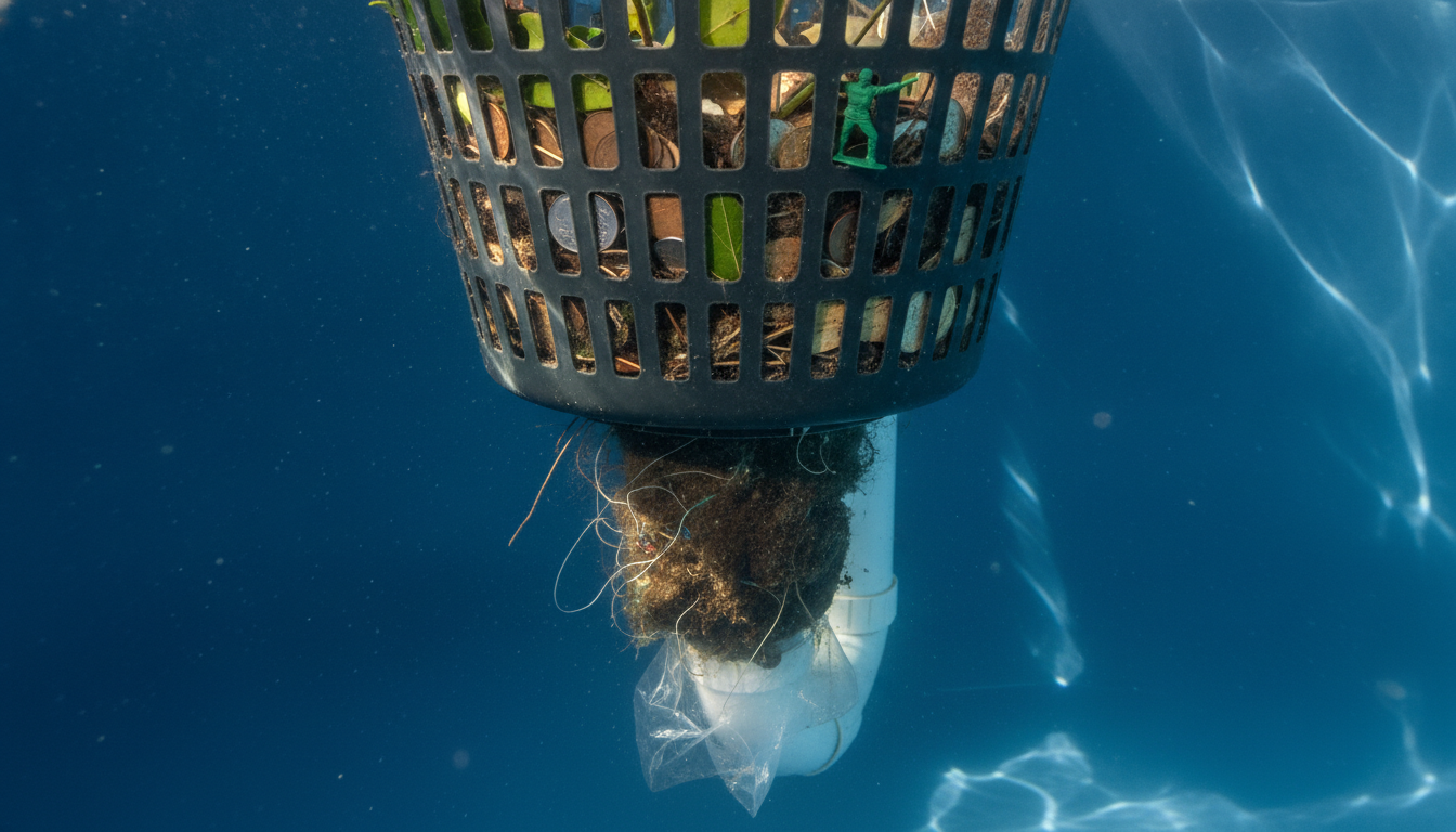 découvrez pourquoi l'aspiration de votre skimmer faiblit malgré un nettoyage hebdomadaire, en explorant ce qui se cache sous le panier.