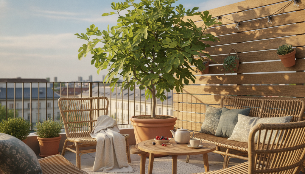découvrez l'arbre en pot conseillé par mon voisin qui apporte ombre et fraîcheur à sa terrasse, pour un véritable coin de détente en plein air.