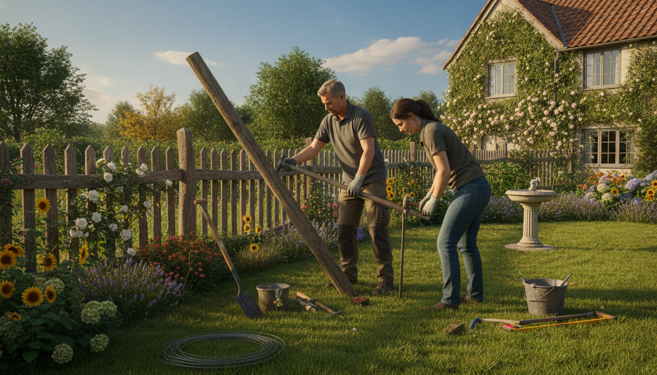 découvrez mon astuce simple et efficace pour stabiliser un poteau de clôture bancal, une solution durable qui tient parfaitement jusqu'en septembre.