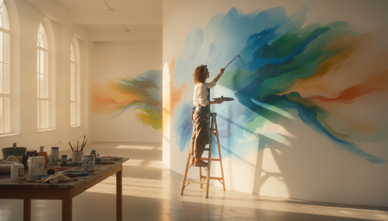 découvrez l'instant magique où un artiste capture la perfection en peinture, lorsque les raccords disparaissent et que l'œuvre prend vie.
