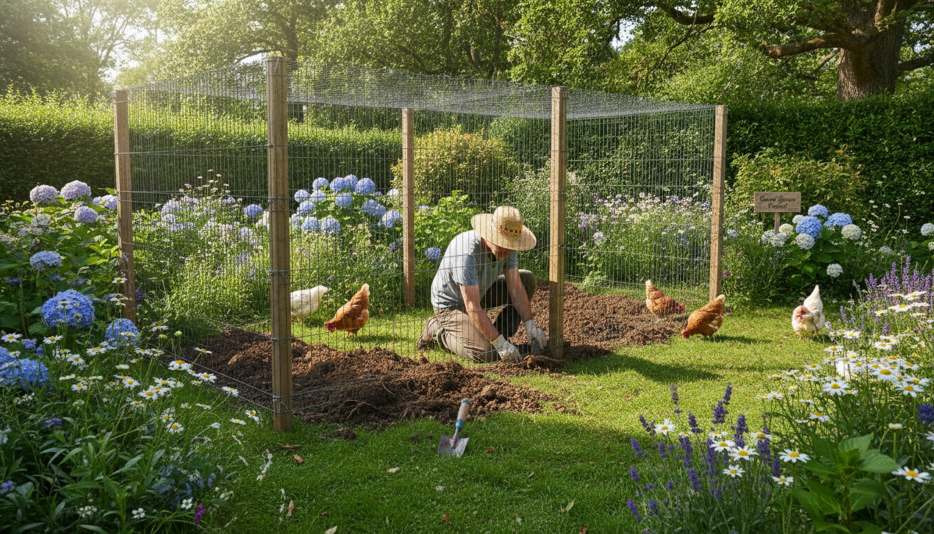 découvrez pourquoi votre voisin enterre son grillage de poulailler à 30 cm de profondeur, une astuce étonnante bien au-delà de la simple prévention des évasions de poules.